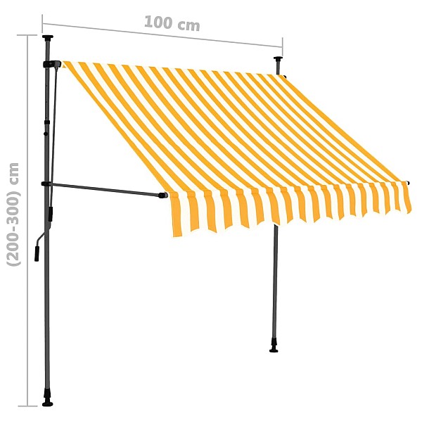 izvelkama markīze, manuāla, ar LED, 100 cm, balta un oranža