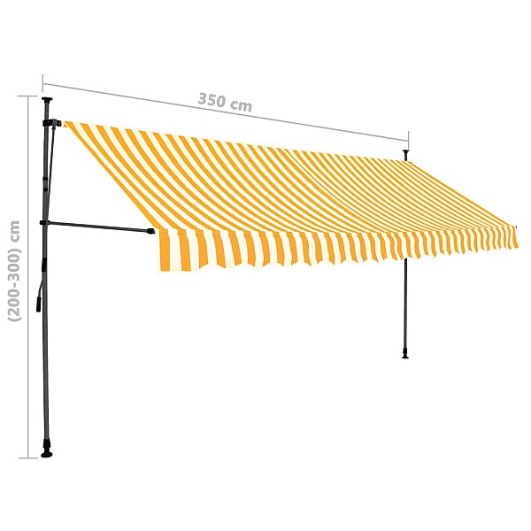 izvelkama markīze ar LED, manuāla, 350 cm, balta un oranža