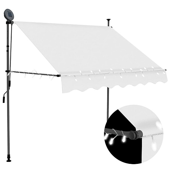 izvelkama markīze ar LED, manuāla, 150 cm, krēmkrāsas