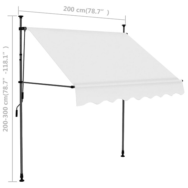 izvelkama markīze ar LED, manuāla, 200 cm, krēmkrāsas