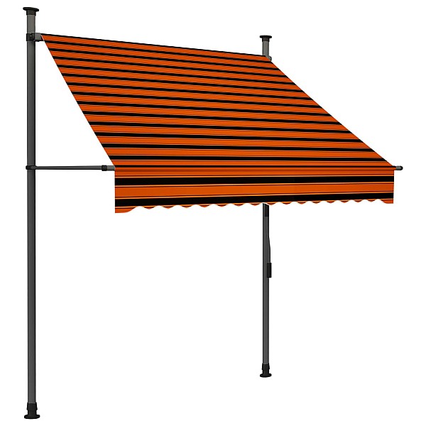 izvelkama markīze ar LED, manuāla, 150 cm, oranža un brūna