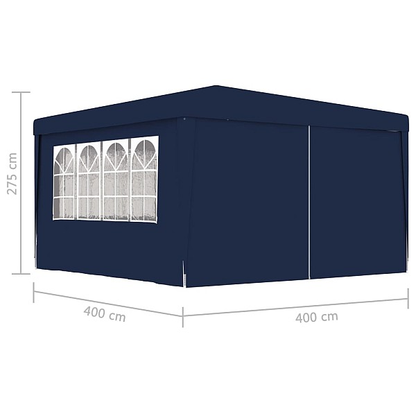 dārza nojume ar sānu sienām, profesionāla, 4x4 m, zila, 90 g/m²