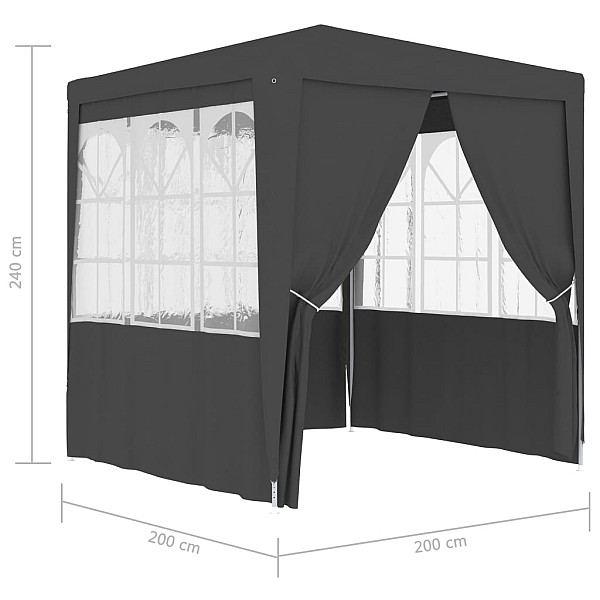 dārza nojume ar sānu sienām, profesionāla, 2x2m, pelēka, 90g/m²