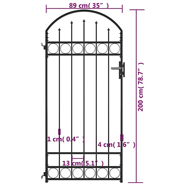 žoga vārti ar arkveida formu, 89x200 cm, melns tērauds