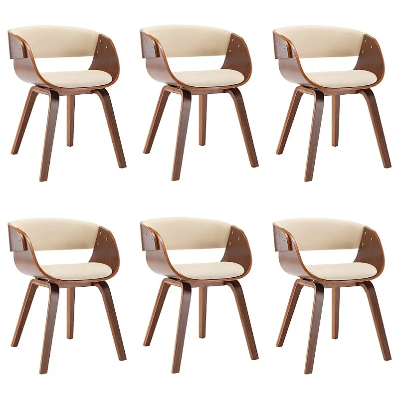 virtuves krēsli, 6gab., liekts koks un mākslīgā āda, krēmkrāsas virtuves krēsli, 6gab., liekts koks un mākslīgā āda, krēmkrāsas