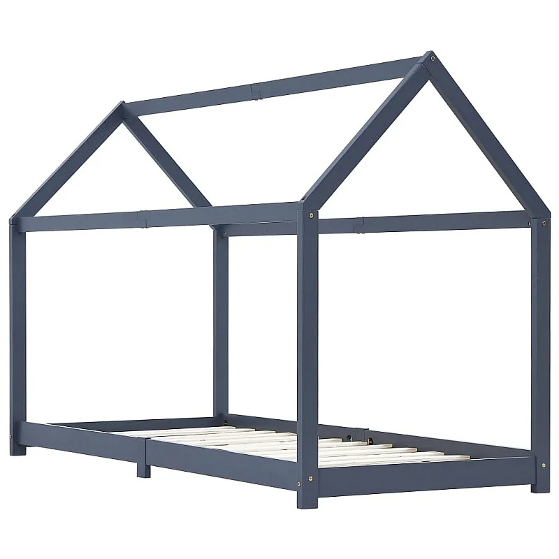 Vaikiškas lovos rėmas, pilkos spalvos, 90x200cm, pušies masyvas Vaikiškas lovos rėmas, pilkos spalvos, 90x200cm, pušies masyvas