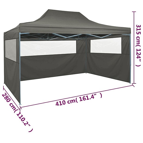 saliekama nojume ar 3 sienām, 3x4 m, antracītpelēka, tērauds