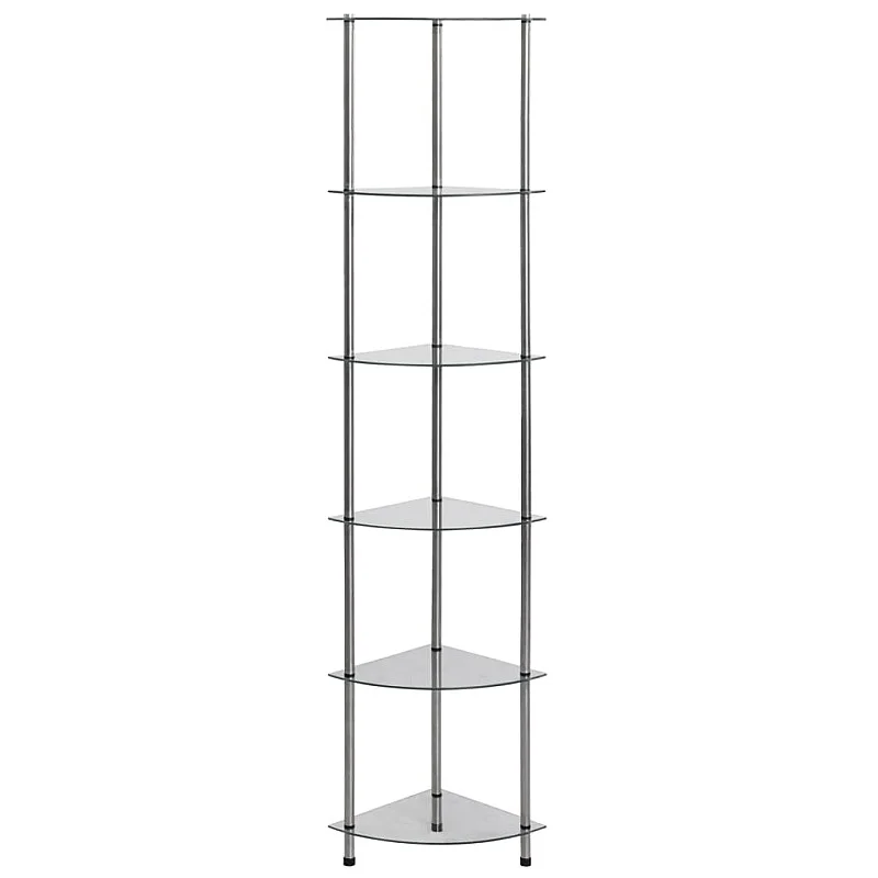 6-līmeņu plaukts, 30x30x160 cm, caurspīdīgs rūdīts stikls 6-līmeņu plaukts, 30x30x160 cm, caurspīdīgs rūdīts stikls