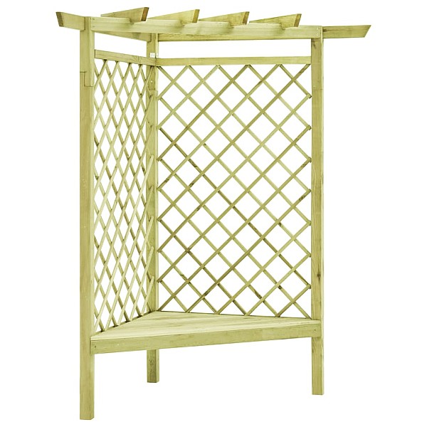 stūra pergola ar sēdekli, 130x130x197 cm, impregnēta priede