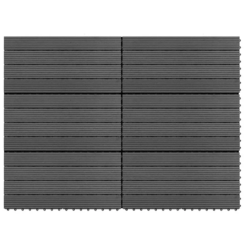 WPC flīzes, 60x30 cm, 6 gab., 1 m², pelēkas