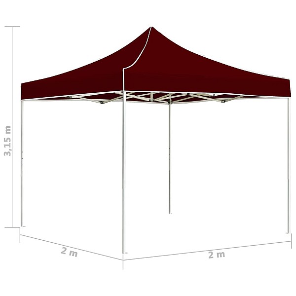 saliekama nojume, bordo krāsā, 2x2 m, alumīnijs