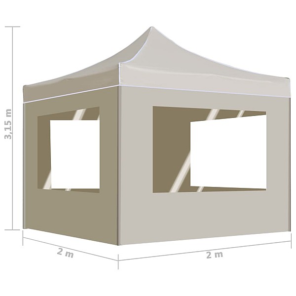 saliekama nojume ar sienām, krēmkrāsa, 2x2 m, alumīnijs