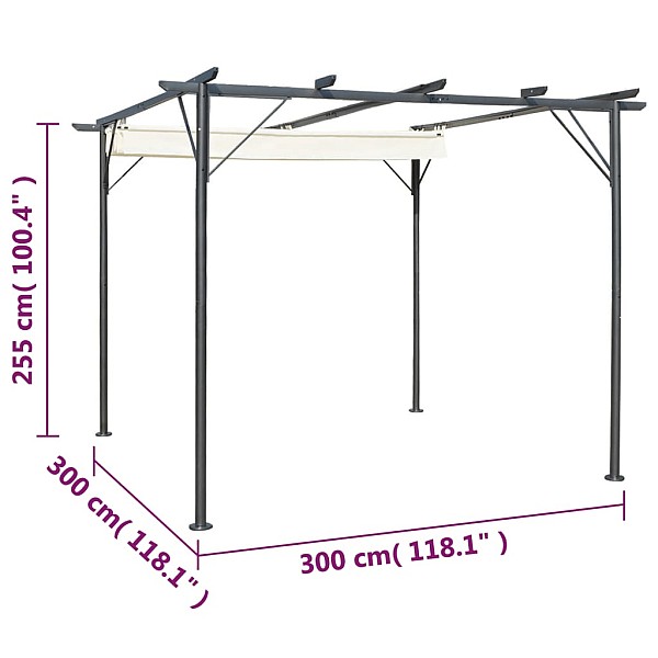 nojume ar izvelkamu jumtu, 3x3 m, tērauds, krēmbalta