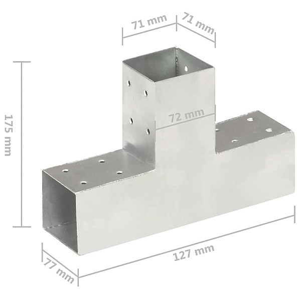 stabu savienotāji, T forma, 4 gab., cinkots metāls, 71x71 mm