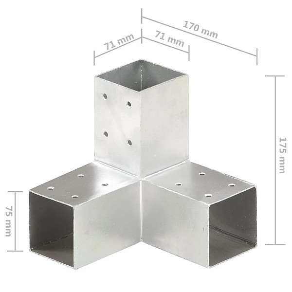 stabu savienotājs, Y forma, cinkots metāls, 71x71 mm