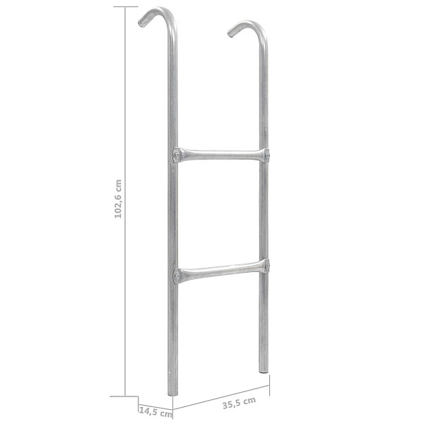 batuta kāpnes ar 2 pakāpieniem, tērauds, sudrabainas, 102,6 cm