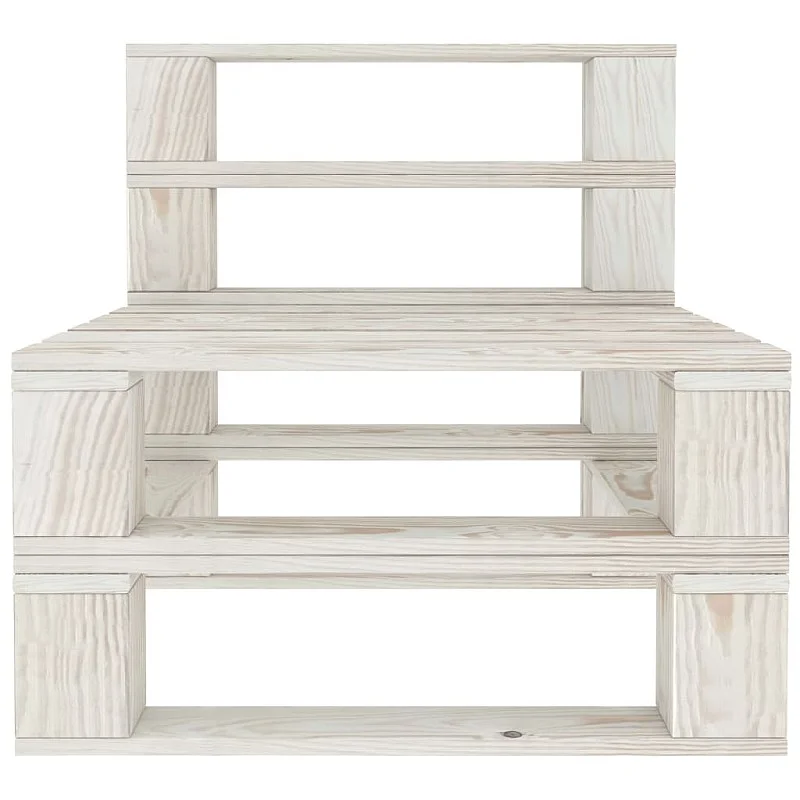 Vidurinė sodo sofos dalis iš palečių, baltos spalvos, mediena Vidurinė sodo sofos dalis iš palečių, baltos spalvos, mediena