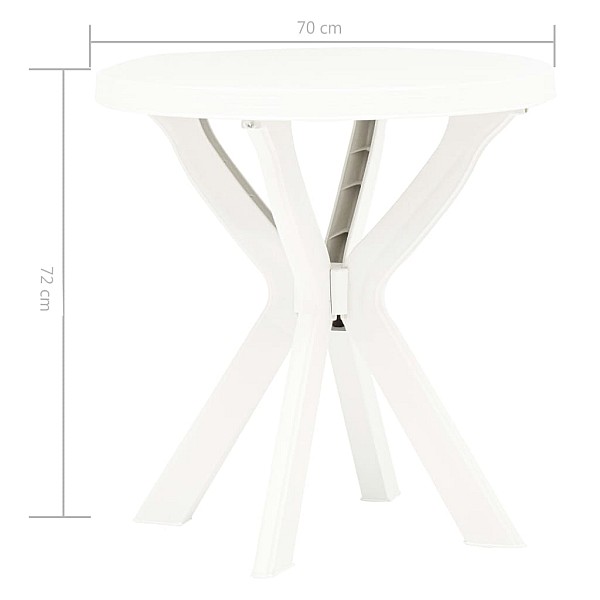 bistro galds, balts, Ø70 cm, plastmasa