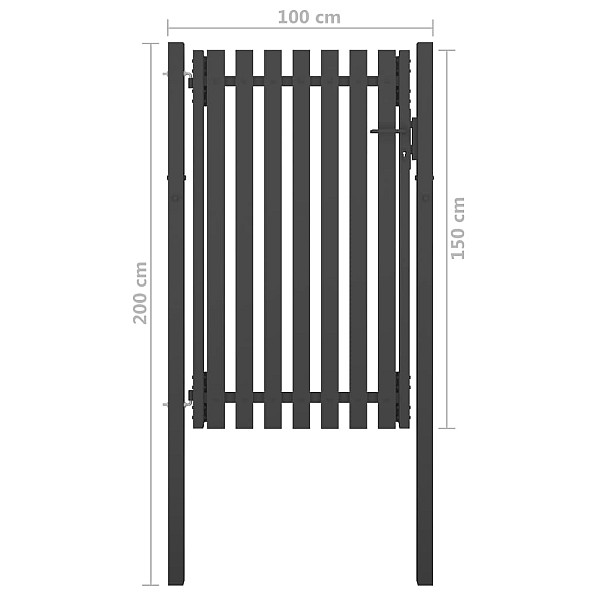 žoga vārti, 1x2 m, tērauds, antracītpelēki