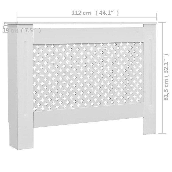 radiatora pārsegi, 2 gab., balti, 112x19x81,5 cm, MDF