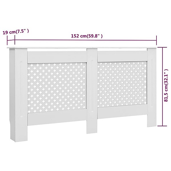 radiatora pārsegi, 2 gab., balti, 152x19x81,5 cm, MDF