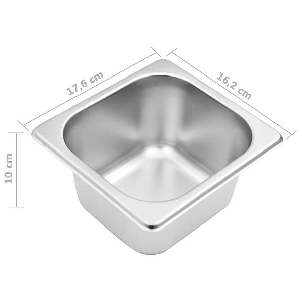 Gastronorm trauki ar turētāju, 3 gab., GN 1/6, tērauds