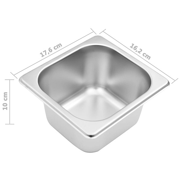 Gastronorm trauki ar turētāju, 4 gab., GN 1/6, tērauds