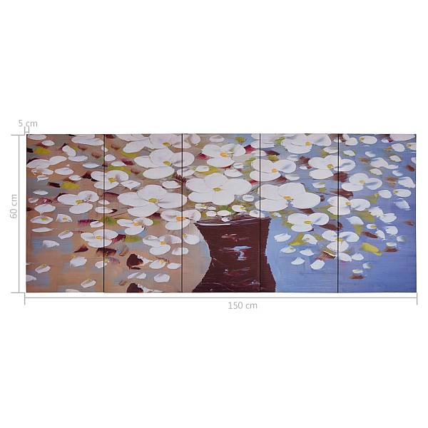 sienas gleznu komplekts, ziedi vāzē, krāsaina, 150x60 cm