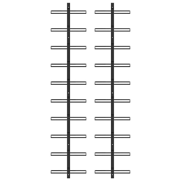sienas vīna pudeļu plaukti 20 pudelēm, 2 gab., melns metāls