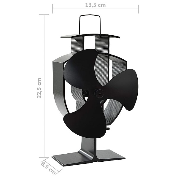 karstuma izplūdes ventilators, 3 lāpstiņas, melns