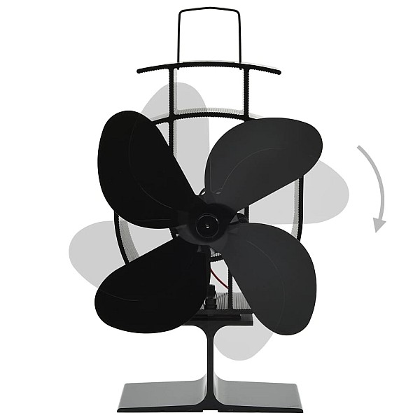 karstuma izplūdes ventilators, 4 lāpstiņas, melns