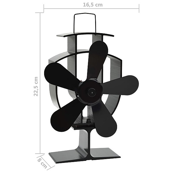 karstuma izplūdes ventilators, 5 lāpstiņas, melns