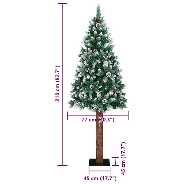 Ziemassvētku egle ar dabīgu koku un sniegu, zaļa, 210 cm