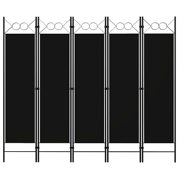 5-paneļu istabas aizslietnis, melns, 200x180 cm