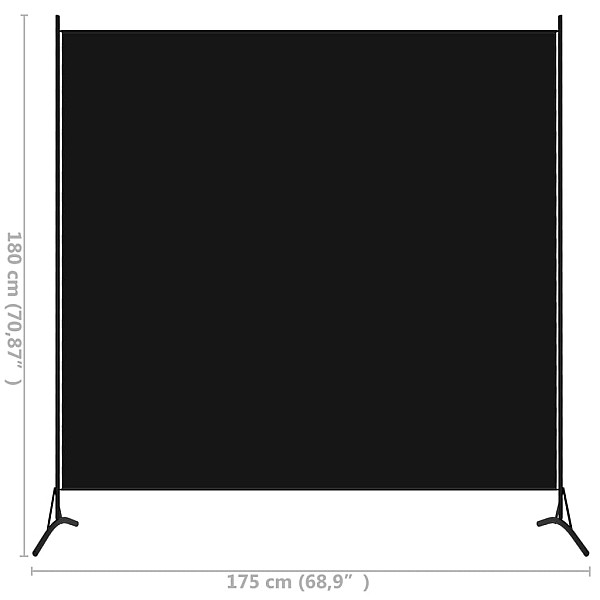 istabas aizslietnis, melns, 175x180 cm, audums