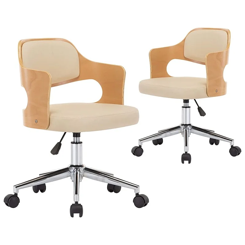 grozāmi virtuves krēsli, 2 gab., liekts koks un mākslīgā āda