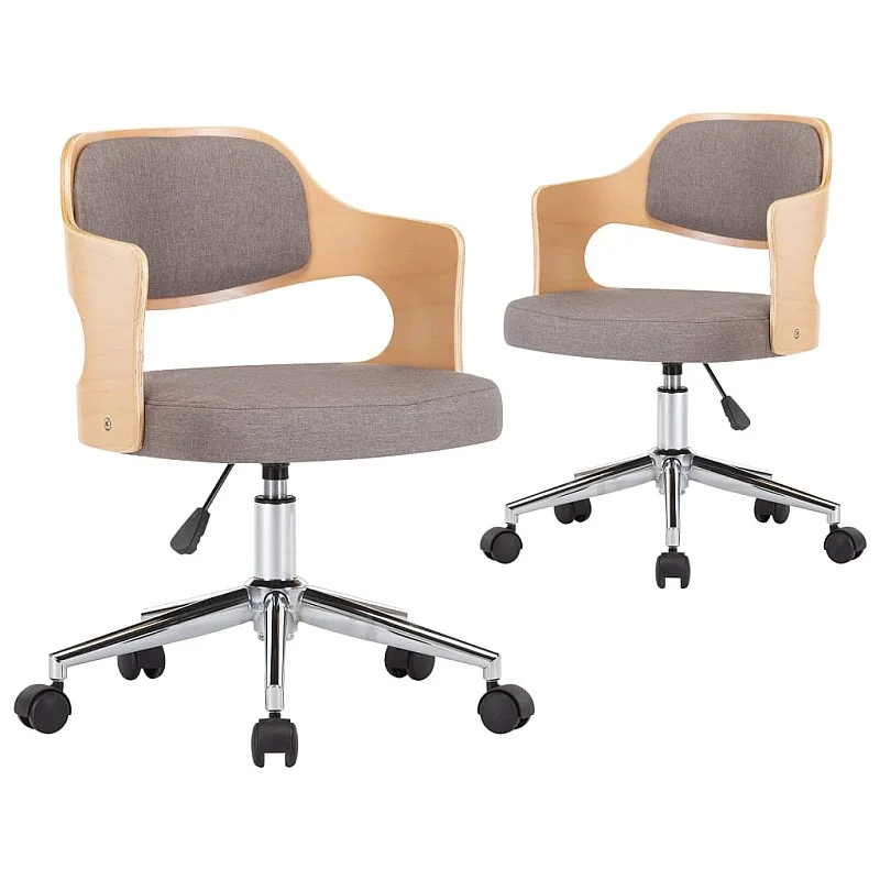 grozāmi virtuves krēsli, 2 gab., liekts koks, pelēkbrūns audums