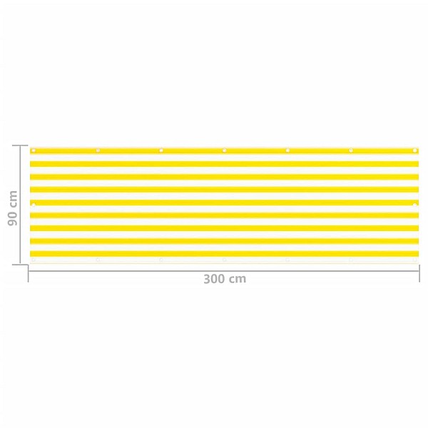 balkona aizslietnis, 90x300 cm, dzeltens un balts HDPE