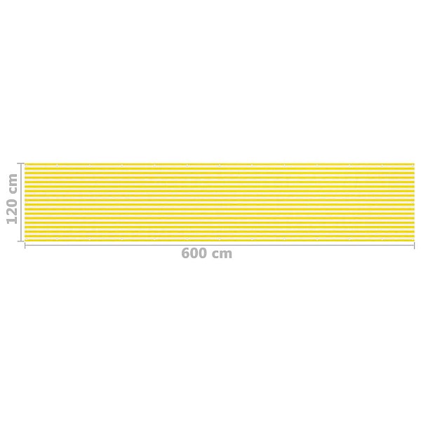 balkona aizslietnis, 120x600 cm, dzeltens un balts HDPE