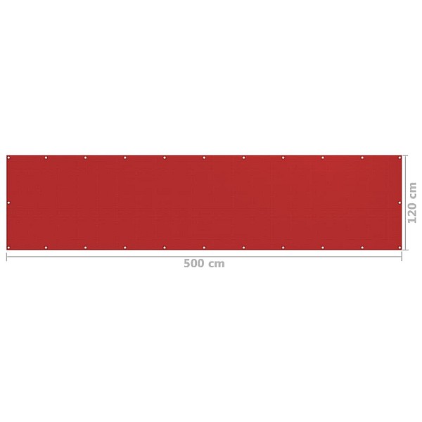 balkona aizslietnis, 120x500 cm, sarkans HDPE