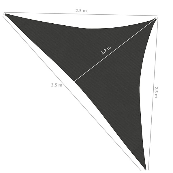 saulessargs, 160 g/m², antracītpelēks, 2,5x2,5x3,5 m, HDPE