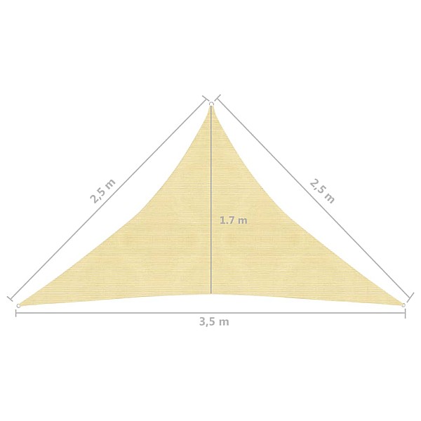 saulessargs, 160 g/m², bēšs, 2,5x2,5x3,5 m, HDPE