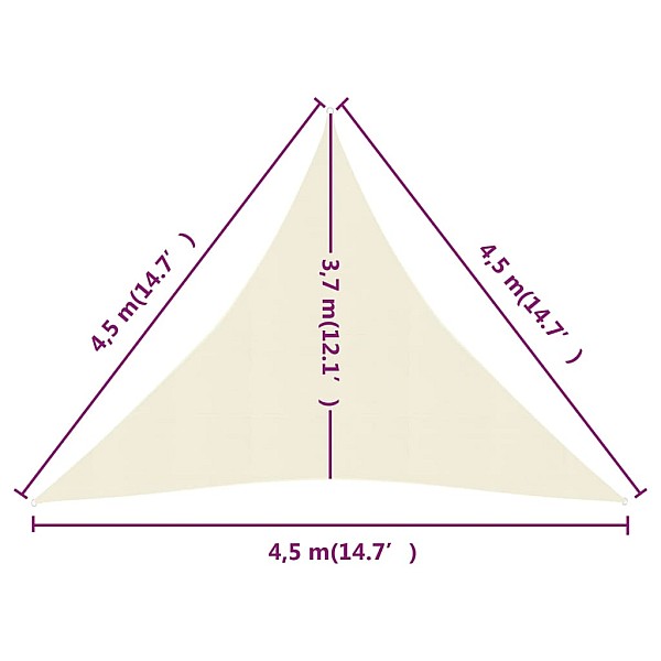 saulessargs, 160 g/m², krēmkrāsas, 4,5x4,5x4,5 m, HDPE