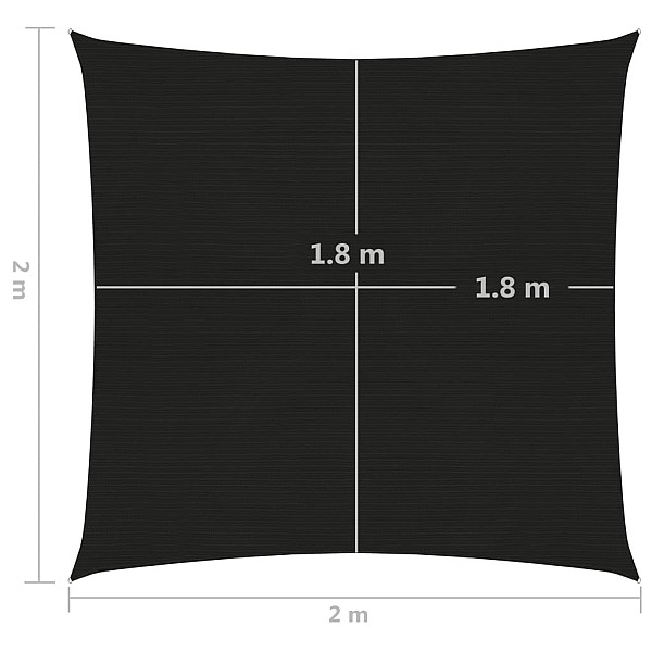 saulessargs, 160 g/m², melns, 2x2 m, HDPE