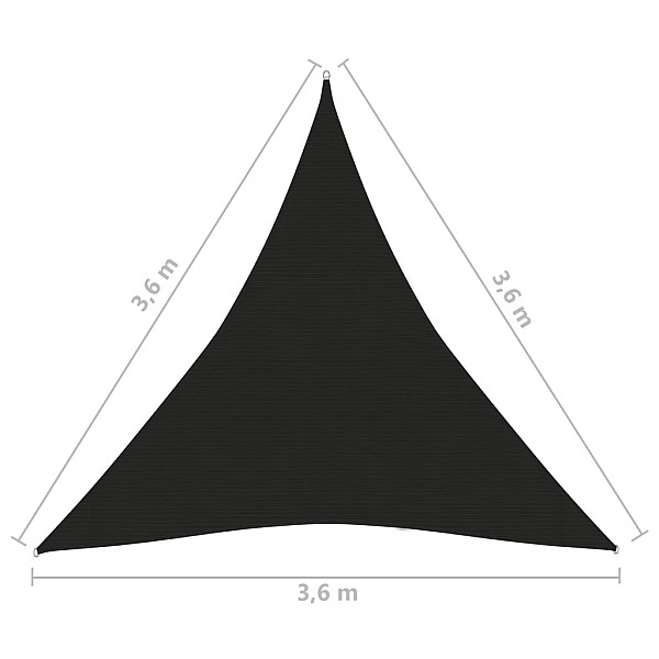 saulessargs, 160 g/m², melns, 3,6x3,6x3,6 m, HDPE