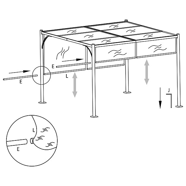 dārza nojume ar izvelkamu jumtu, 3x3 m, pelēkbrūna, 180 g/m²