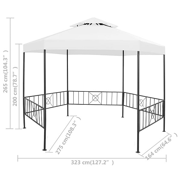 dārza nojume, 323x275x265 cm, balta, 180 g/m²