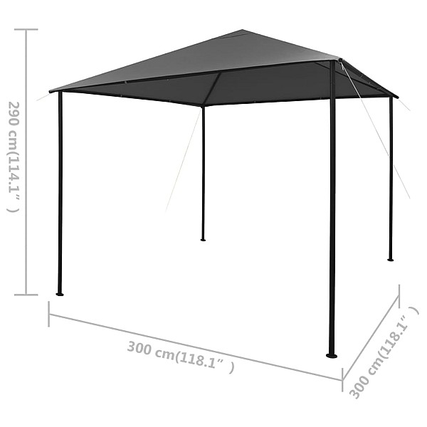 dārza nojume, 3x3 m, antracītpelēka, audums, tērauds, 180 g/m²