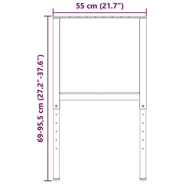 darbagalda kājas, 2 gab., regulējamas, metāls, 55x(69-95,5) cm