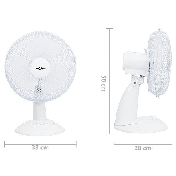 galda ventilators ar 3 ātrumiem, 30 cm, 40 W, balts